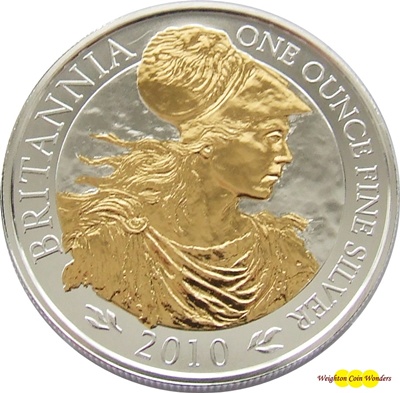 2010 1oz Silver BRITANNIA – Gold Highlighted